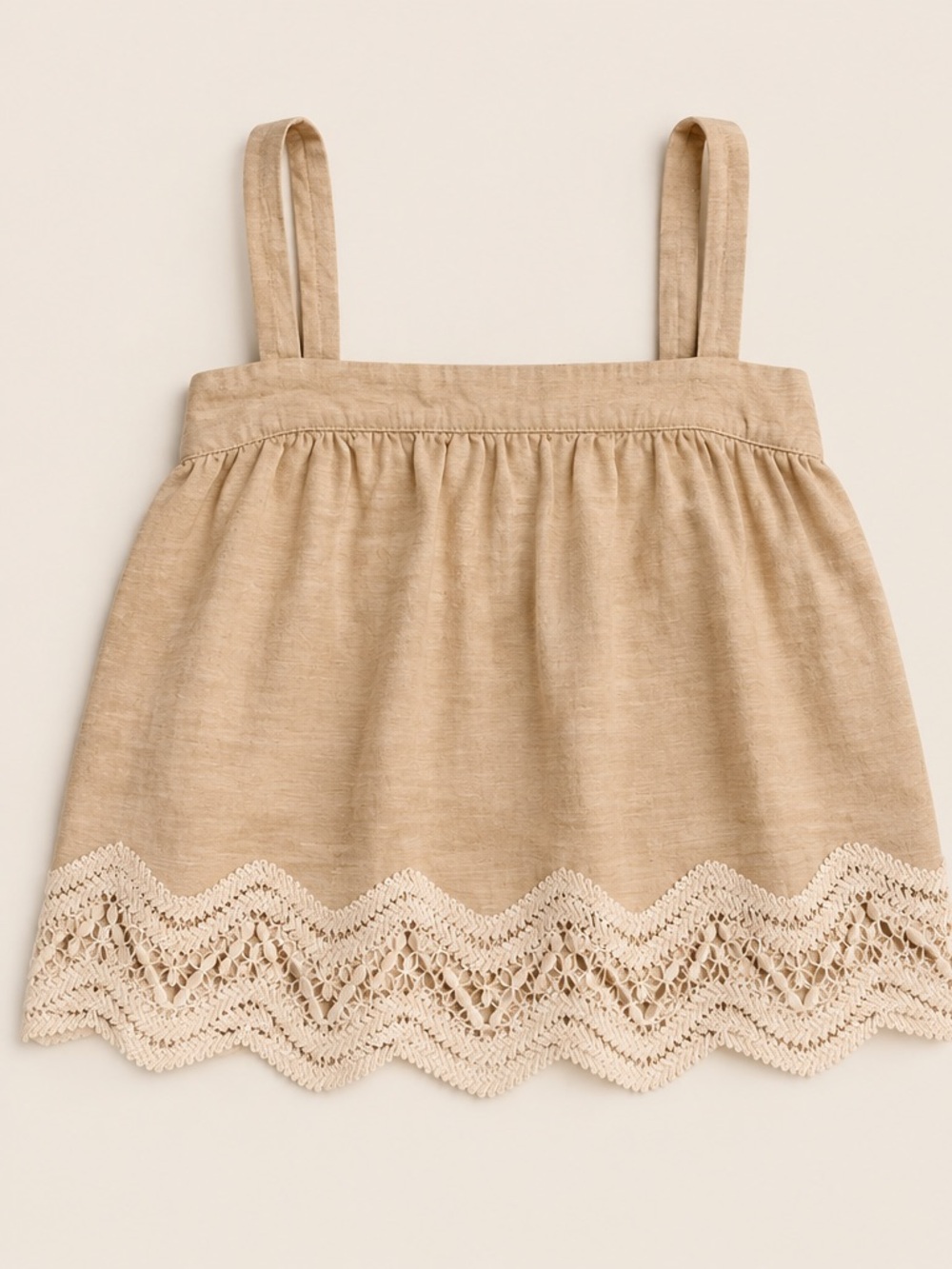 Beige Crochet Trim Women's Cami Top